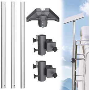 Starlink Gen 3 Pole Mount Kit, 10ft Pole with Starlink Adapter and RV Ladder Mounting Bracket Kits for Starlink Internet Kit Satellite, Fits 0.78"-1.77" inch Ladder Rails