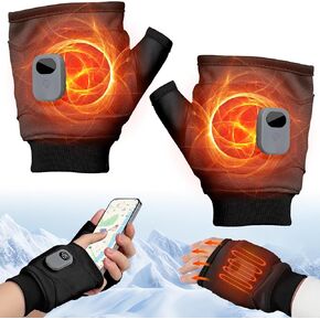 Portable Heating Gloves with Digital Display, Smart Thermostatic Heated Fingerless Gloves, Rechargeable Heating Gloves 3rd Gear Adjustable for Women and Man