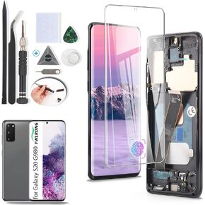 OLED Screen for Samsung Galaxy S20 4G Screen Replacement for Samsung Galaxy S20 4G SM-G980 SM-G980F LCD Display Touch Screen Digitizer Assembly Replacement with Tools(Support Fingerprint,Black Frame
