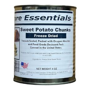 Can of Future Essentials Freeze Dried Sweet Potato Chunks with Skin Long Shelf Life