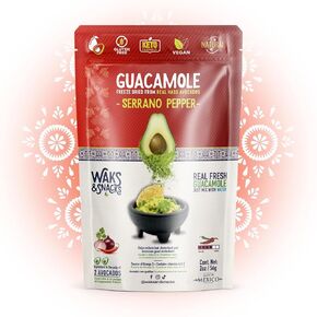 WAKS & SNACKS Freeze Dried Guacamole Serrano Pepper Mix | Made with 100% Hass Avocados Fresh & Real, Perfect for Tortilla Chips | Vegan, Gluten-Free Guac Dip for Snacks | 2 Avocados | 2 oz, 1 Pack