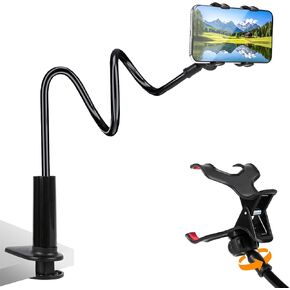 Gooseneck Cell Phone Holder, Universal Lazy Bracket, Mobile Phone Clip Stand, 360 Degree Rotation Flexible Long Arm Phone Mount for Desk, Bedroom, Office, Mobile Cell Phone Stand for 4.0-7.0''