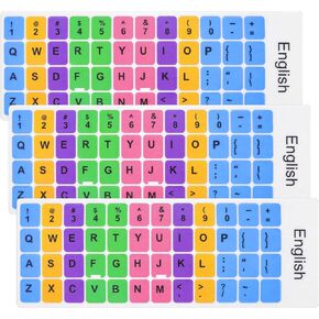 3 Pcs Keyboard Letter Stickers Universal English Keyboard Stickers Colorful English Keyboard Replacement Stickers Non Transparent Keyboard Letters Replacement Stickers for Laptop Desktop Computer