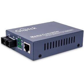 A Pair Gigabit Ethernet Media Converter, 10/100/1000Mbps Networks Ethernet to Fiber Media Converter, with 2pcs 1000Base-SX SFP Module (1.25Gb/s, Multimode, Dual LC, 850nm, 550m)