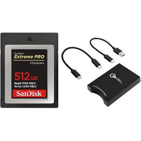 SanDisk Extreme PRO 512GB CFexpress Type-B Memory Card, 1700MB/s Read, 1400MB/s Write Green Extreme USB-C 3.2 Gen 2 CFexpress Type-B and SD UHS-II Memory Card Reader