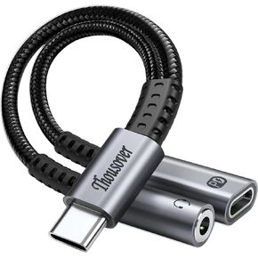 USB C to 3.5mm Headphone and Charger Adapter,2-in-1 USB C to Aux Audio Adapter with PD 60W Fast Charging Compatible with Apple iPhone 15/15Plus/15Pro/15Pro Max,Samsung S23/S22/S21,iPad,Pixel 7/6