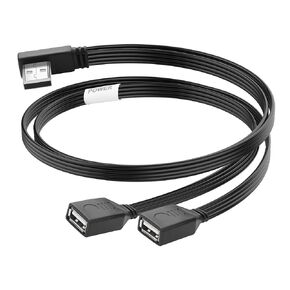 USB 2.0 Y Cable Splitter USB Male to Dual USB Female USB Splitter Adapter Extension Cable,Left Angle USB A Splitter 1 in 2 Out for Laptop,Tablet Smartphone Data Transfer,Charging 1.64Ft