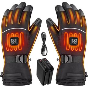 Heated Gloves for Men - Rechargeable Electric Battery Heated Gloves for Men and Women Touchscreen Winter Thermal Glove with 3 Heating Levels Waterproof Heated Gloves for Hunting（JRST-1）