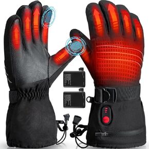 Heated Gloves for Men Women, 5000mAh Rechargeable Battery Heated Motorcycle Gloves, Electric Ski Gloves Waterproof for Winter Outdoor Cycling Hiking Camping