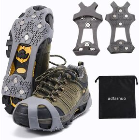 Crampons Ice Cleats Traction Snow Grips for Boots Shoes Women Men Anti Slip 28 Stainless Steel Spikes Safe Protect for Hiking Fishing Walking Climbing Mountaineering