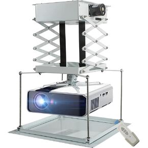 CGOLDENWALL Ultra-Thin Hidden Projector Lift Motorized Projector Mount 44lbs, 23.6" * 23.6" Thicker Base Plate, Auto-sync with Projectors (Running Distance: 70cm/ 27.56")
