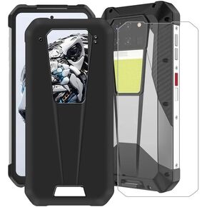 for Unihertz 8849 Tank 3 Pro Case, with [1 X Tempered Glass Screen Protector], Black Soft Silicone Shell, Shockproof Bumper Phone Case for Unihertz 8849 Tank 3 Pro (6.79") - Black