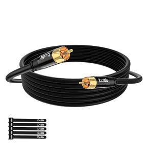 Subwoofer Cable RCA to RCA Audio Cable 25FT, Digital Coaxial Audio Cable, Premium S/PDIF RCA Cord for Home Theater, HDTV, Subwoofer, Hi-Fi System, Amplifier, 22AWG Tinned Copper, Double Shielded