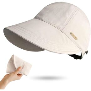 huablo]UPF 50+Womens Sun Hat UV Protection Hiking Fishing Hats Wide Brim Hat Adjustable Ponytail Packable Sun Cap