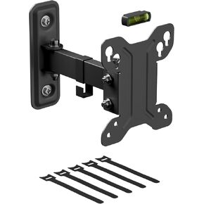 D-Line TV Wall Bracket for 13-27 Inch TVs, Tilt, Turn and Extend Monitor Wall Bracket with Spirit Level, Tilting Monitor Mount - VESA 75x75mm - 100x100mm, Holds up to 55lbs