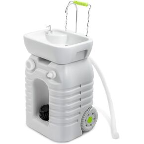 YITAMOTOR Rolling Portable Camping Sink, 45L Handwashing Station with Adjustable Basin, Soap Dispenser, Metal Handle & Large Wheels, Outdoor Washing Stand for Camping, Garden, Worksite, Travel