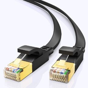 Cat 8 Ethernet Cable 6 ft, Flat Ethernet Cable, Ethernet Cable with Gold-Plated RJ45 Connector, LAN Internet Cable, Network Cable for Modems, Routers, High Speed Ethernet Cable, Black (2 Pack)