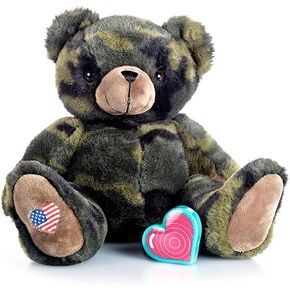 MBHB Digital Voice Recorder Stuffed Animal w/20 Second Recorder, Capture Baby's Heartbeat During Pregnancy + Ultrasound for Baby Showers, Registry, Birthdays, New Mom Gift, Patriot