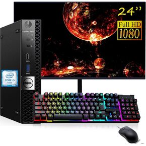 Dell Optiplex 7050 Mini Desktop PC with 24" FHD(1920 x 1080) Monitor, Intel Core i5-6500 4-Cores 3.20GHz 16GB DDR4 RAM, 256GB SSD WiFi BT HDMI, Windows 10 Pro Excellent Condition(Renewed)
