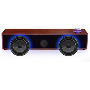 Wood Computer Speakers for Desktop, Mini Sound Bar Speaker with Stereo Sound, USB Powered Small PC Speakers, with Volume Knob, 3.5mm AUX Plug & , Plug and Play