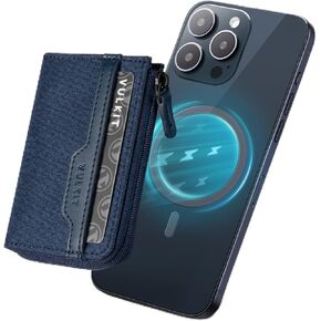 VULKIT Magnetic Card Wallet, Compatible with MagSafe Wallet RFID Blocking Phone Card Holder for iPhone 15/14/13/12 Series Navy