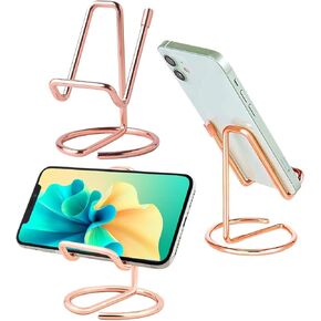 Cell Phone Stand for Desk, Metal Mobile Phone Stand Holder, Cute Rose Gold Cell Phone Display Holder Phone Dock Compatible with All Mobile Phones, iPhone, Switch, iPad (Rose Gold, 1 Pack)