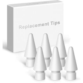 Replacement Tips for Apple Pencil 1st & 2nd Generation, Exact Match to Apple Pen Nibs, 6 Pack