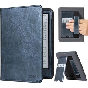 CoBak Case with Stand for Kindle Paperwhite - Durable PU Leather Cover with Auto Sleep Wake, Card Slot, Hand Strap Feature - Fits Kindle Paperwhite 11th Generation 6.8" Signature Edition 2021 Released