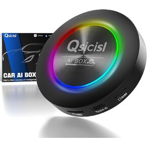 Carplay AI Box 5.0,Wireless CarPlay & Android Auto Adapter,Multimedia 4K Video,4G Cellular, 8 Core, 5G WiFi for YouTube/Netflix/Google Store,60% Performance Increase (Color (8ram+128rom) Round)