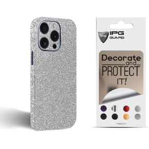 IPG متوافق مع iPhone 15 Pro Max Vinyl Carbon Carbon Vinyl Back and Sides Full Protection Guard anti Scratch Skud - 3D Surface - سهل التثبيت لـ 15 Pro Max (بريق أبيض)