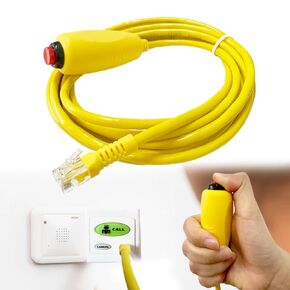 Replacement Nurse Call Cord, Red Button Momentary Call Cable for Nurse Station,10ft,Yellow (RJ11 6P4C Connector)