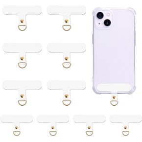 10 Pack Phone Tether Tab, Phone Lanyard Tab Universal Gold Phone Lanyard Patch Phone Lanyard Tab Without Adhesive, Tether Tabs for Cell Phone Tether Tab Phone Lanyard Replacement for Cell Phone Strap