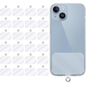 cobee 24 Pcs Phone Tether Tabs, Universal Phone Lanyard Patches 2.2" x 1.5" TPU Phone Strap Replacement Case Pads for Safety Drop Protection Compatible with Smartphones, Transparent