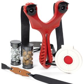 Axiom Ocularis Slingshot with Clay Ammo, Target, and Two Bands for Professional Hunting Target Marksmanship Shooting