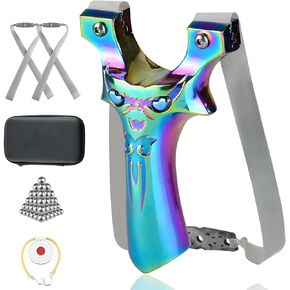 Hunting SlingShot for Adult Little Monster High Precision Aluminum Alloy - Outdoor Sports High - Power, Flat Rubber Band Hunting & Shooting Slingshot, Competition - Grade Precision & Durability