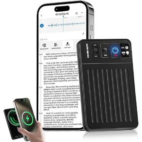 AI Voice Recorder,Magnetic Voice Recorder with Transcribe & Summarize Empowered by ChatGPT,Digital Voice Recorder for Lectures, Meetings, Calls,Portable Audio Recorder Support 107 Languages (Black)