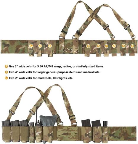Krydex Tactical Chest Rig مرنة Cummerbund مع 5.56/7.62 و Pistol Mag حاملات ، X تسخير وحقيبة المشرف in Kuwait
