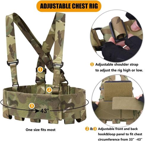 Krydex Tactical Chest Rig مرنة Cummerbund مع 5.56/7.62 و Pistol Mag حاملات ، X تسخير وحقيبة المشرف in Kuwait