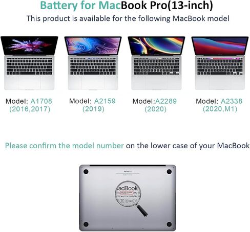 A1713 A2171 استبدال بطارية الكمبيوتر المحمول لبطارية MacBook Pro A1708 ل 13-Zoll A1708 (2016،2017) A2159 (2019) A2289 (2020) A2338 (2020،2022) in Saudi Arabia