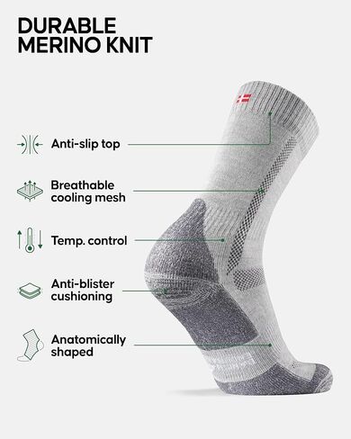 DANISH ENDURANCE Hiking Socks, Merino Wool, Anti-Blister, 3 & 5-Pack in Saudi Arabia