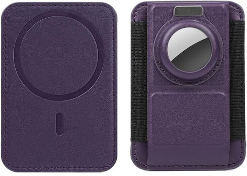 Mag Wallet with Airtag Holder, Magnetic Pu Leather Wallet Card Holder for Men Compatible with iPhone, Safe Wallet with Adjustable Stand, RFID Slim Wallet for Back of iPhone 15/14/13/12 Series in Saudi Arabia