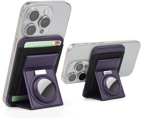 Mag Wallet with Airtag Holder, Magnetic Pu Leather Wallet Card Holder for Men Compatible with iPhone, Safe Wallet with Adjustable Stand, RFID Slim Wallet for Back of iPhone 15/14/13/12 Series in Saudi Arabia