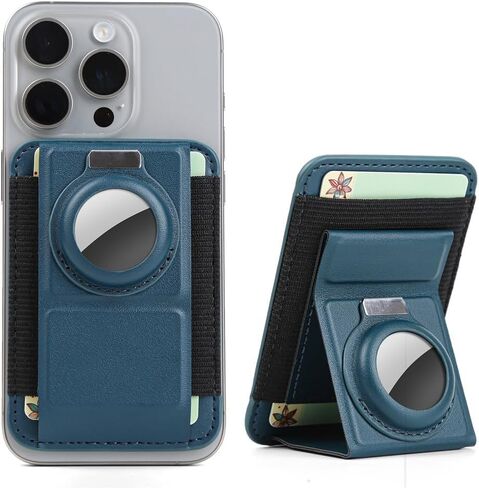 Mag Wallet with Airtag Holder, Magnetic Pu Leather Wallet Card Holder for Men Compatible with iPhone, Safe Wallet with Adjustable Stand, RFID Slim Wallet for Back of iPhone 15/14/13/12 Series in Saudi Arabia