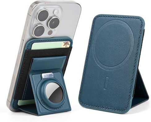 Mag Wallet with Airtag Holder, Magnetic Pu Leather Wallet Card Holder for Men Compatible with iPhone, Safe Wallet with Adjustable Stand, RFID Slim Wallet for Back of iPhone 15/14/13/12 Series in Saudi Arabia