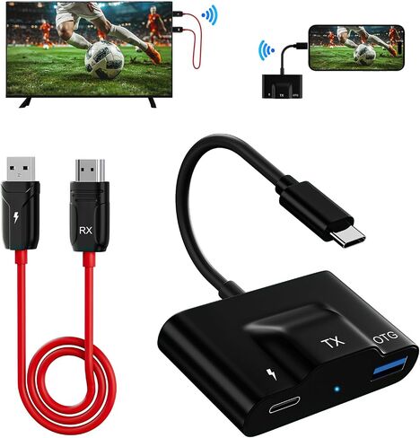 جهاز إرسال ومستقبل HDMI اللاسلكي ، USB C Wireless HDMI Extender Plug & Play ، دعم 98 قدمًا/30 مترًا طويلًا in Saudi Arabia