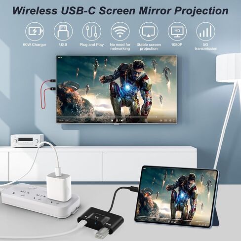 جهاز إرسال ومستقبل HDMI اللاسلكي ، USB C Wireless HDMI Extender Plug & Play ، دعم 98 قدمًا/30 مترًا طويلًا in Saudi Arabia