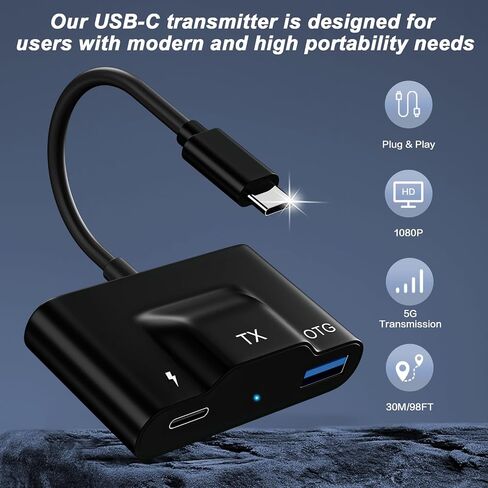 جهاز إرسال ومستقبل HDMI اللاسلكي ، USB C Wireless HDMI Extender Plug & Play ، دعم 98 قدمًا/30 مترًا طويلًا in Saudi Arabia