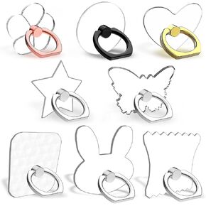 8 pcs Transparent Cell Phone Ring Holder, CNYMANY Finger Grip Kickstand Stand for Universal Smartphone Case Accessories - 8 Shapes
