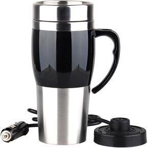 Black Electric Car Cup, 400ml/13.5 oz Capacity Portable Electric Car Travel Thermos