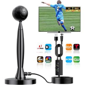 GREVA 4K تضخيم HD هوائي هوائي داخلي طويل 1500 ميل من التليفزيون الذكي ، يدعم 4K 1080p جميع التلفزيون على القنوات المحلية VHF UHF ، مكبر للصوت الداعم + قاعدة مغناطيسية قوية + 16 قدم HDTV كابل HDTV